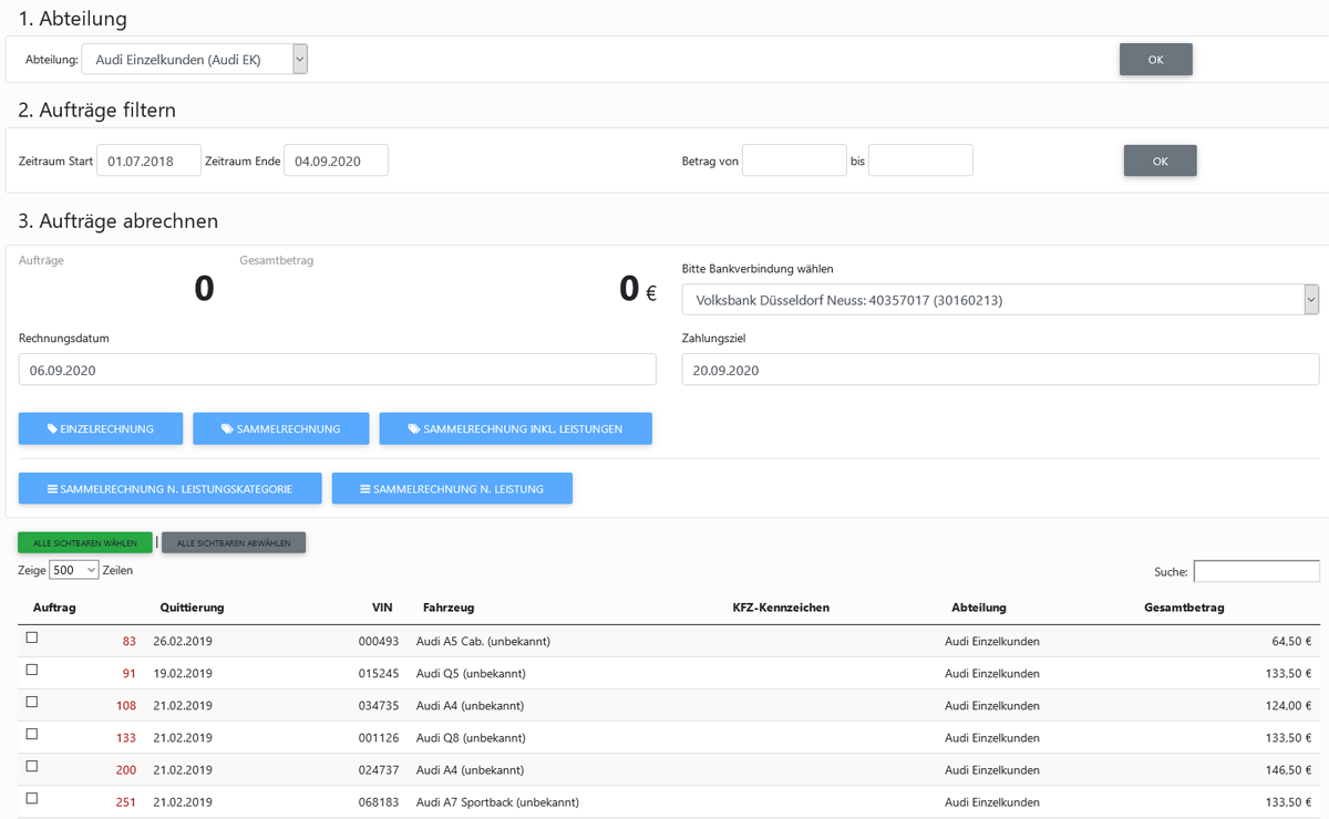 Dashboard von ayAORO